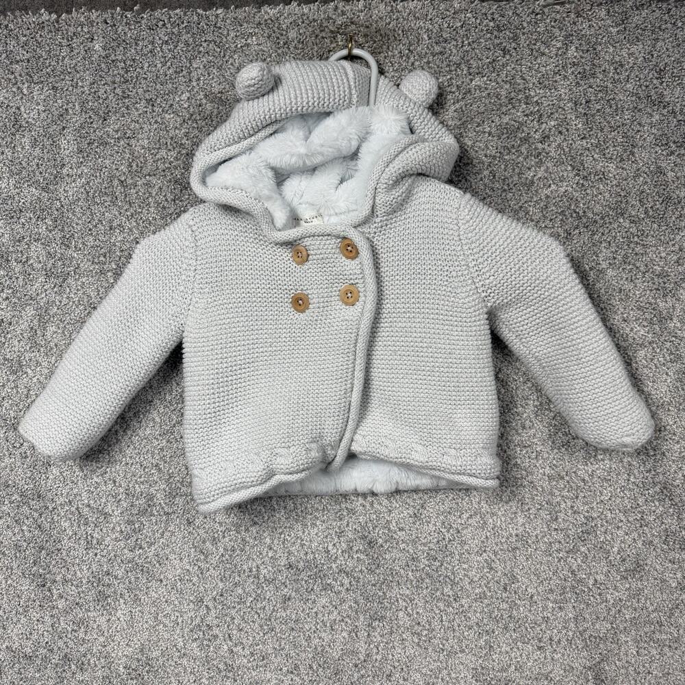 Max Studio Coat Girls 3T Teddy Bear Hood Winter Cozy Sherpa Lined Chunky Knit